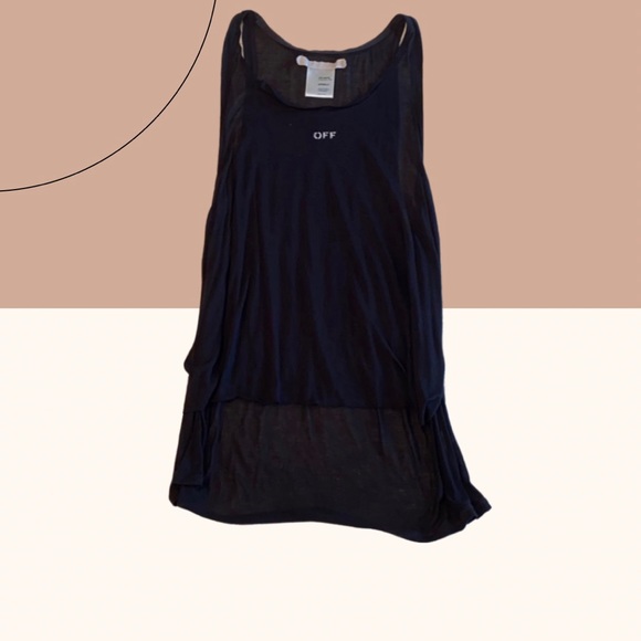 Off-White Tops - Off-White sheer black split side tank top